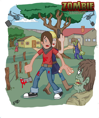 Cartoon: Zombie Residenz (medium) by embe tagged zombie,monster,horror