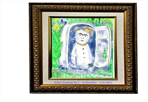 Cartoon: Artist Snowman 2 Frida Kahlo (medium) by SteveWeatherill tagged fridakahlo,art,mexico,snowmen