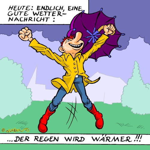 Cartoon: Der aktuelle Wetterbericht (medium) by KritzelJo tagged regen,warm,regenschirm,wetter,klima