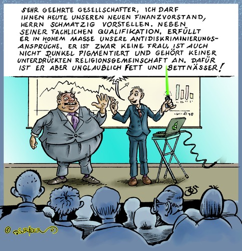 Cartoon: Herr Schmatzig (medium) by KritzelJo tagged antidiskriminierungskultur,konzern,vorstand,quote