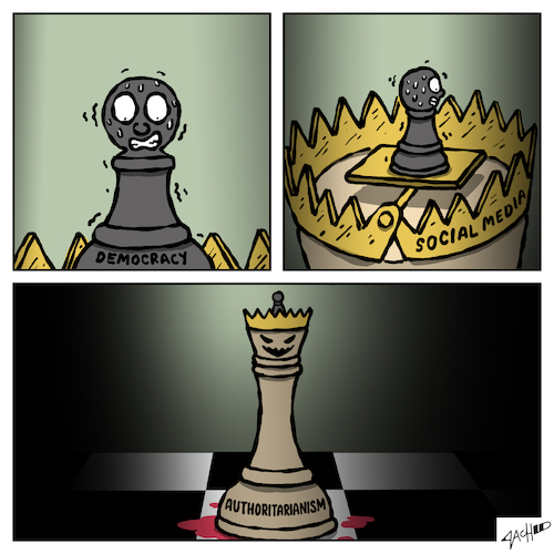 Cartoon: Gambit (medium) by cartoonistzach tagged social,media,democracy,authoritarian,chess,human,rights,social,media,democracy,authoritarian,chess,human,rights