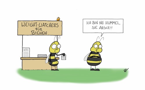 Cartoon: Weight Watchers für Bienen (medium) by SteffenHuberCartoons tagged weightwatchers,weight,watchers,abnehmen,diät,biene,bienen,hummel,insekten,essen,dick,weightwatchers,weight,watchers,abnehmen,diät,biene,bienen,hummel,insekten,essen,dick