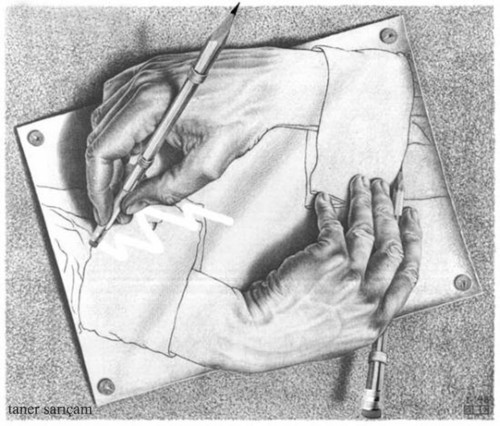 Cartoon: hands (medium) by tanerbey tagged eraser,pencil,hands,escher