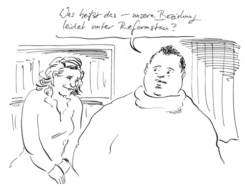 Cartoon: Veränderungsbedarf (medium) by Bernd Zeller tagged beziehung,veränderung,reformstau