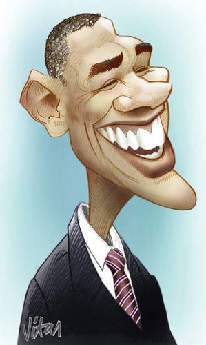 Cartoon: BARACK OBAMA (medium) by Nenad Vitas tagged president,usa