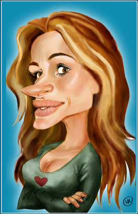 Cartoon: Julia Roberts (medium) by Nenad Vitas tagged actress,american,pretty,brokovich,erin,wooman,film,movie,hollywood