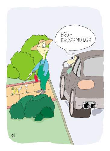 Cartoon: Erderwärmung (medium) by WiesenWerner tagged klima,klimaktastophe,klimaveränderung,erderwärmung,suv,gärtner,garten,abflammen,unkraut,beet,pflastersteine,unschuld,ignoranz