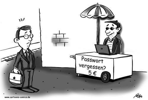 Cartoon: Computer-Cartoon No. 11 (medium) by Portraits-Karikaturen tagged cartoon,karikatur,illustration,cartoons,karikaturen,illustrationen,datenschutz,datenschützer,computer,pc,it,sicherheit,passwort