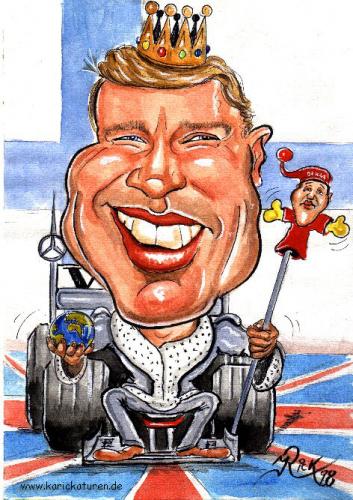 Cartoon: Formel 1 - Thronbesteigung-1998 (medium) by Portraits-Karikaturen tagged motorsport,formel,karikatur,finnland,mika,häkkinen,gewinnt,die,fahrer,wm,michael,schumacher,ferrari