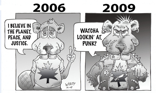 Cartoon: Bad ass Canadians (medium) by wyattsworld tagged canada,copenhagen,climate,pollution