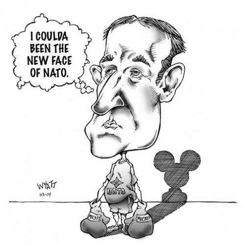 Cartoon: Mckay strikes out with NATO. (medium) by wyattsworld tagged nato,politics,mckay,canada