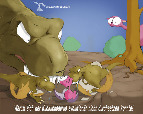 Cartoon: Kuckucksaurus (medium) by Charmless tagged kuckuck,saurier,baby,eier,urzeit,aussterben