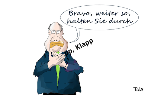 Cartoon: Altmaier als Trostspender (medium) by Fish tagged wirtschaftsgipfel,altmaier,peter,trost,trostspender,cdu,hilfen,novemberhilfen,unterstützung,klatschen,durchhalten,weiter,so,wirtschaftsminister,selbständige