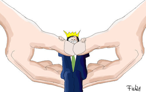 Cartoon: Armin auf der Merkelschaukel (medium) by Fish tagged cdu,vorsitzender,laschet,armin,merz,friedrich,merkle,angela,bundestagswahl,hand,handhaltung,könig,krone