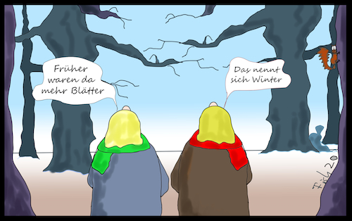 Cartoon: Blätter (medium) by Fish tagged blätter,klima,winter,klimawandel,jahreszeiten,umwelt,umweltverschmutzung,laub,eichhörnchen,spaziergang