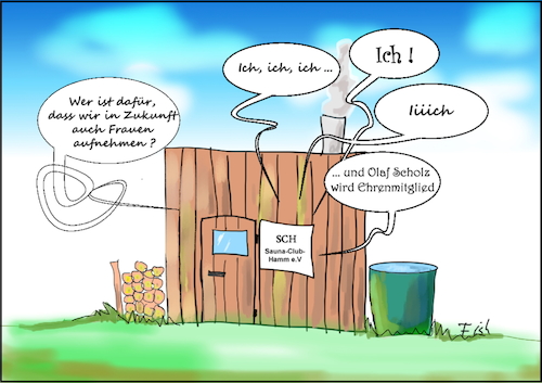 Cartoon: Frauen in Männervereine (medium) by Fish tagged frauen,männer,gleichberechtigung