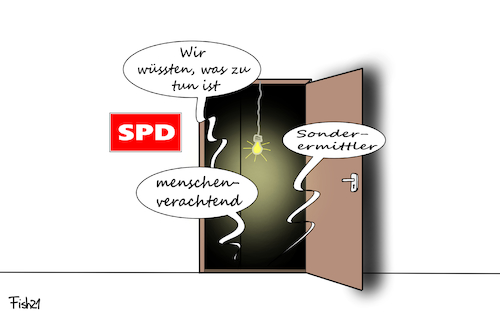 Cartoon: Geschrei aus dem Keller (medium) by Fish tagged spd,cdu,jens,spahn,masken,zertifiziert,eu,sonderermittler,mesnchen,zweiter,klasse,rücktritt,norbert,walter,borjans,sakia,esken,keller,geschrei,groko,walhkampf,bundestagswahl