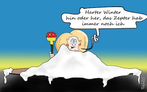 Cartoon: harter Winter (medium) by Fish tagged merkel,kanzleramt,länder,bund,ministerpräsidenten,corona,maßnahmen,lockdown,zepter,winter,hart,einschränkungen