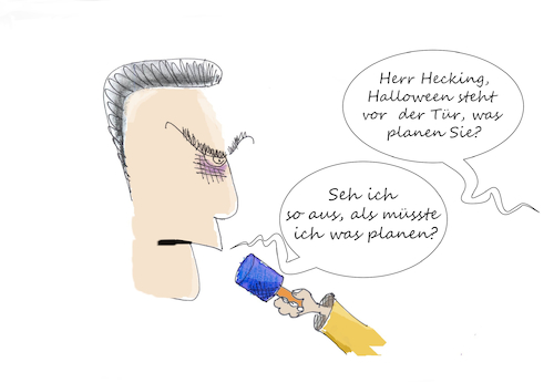 Cartoon: Hecking feiert Halloween (medium) by Fish tagged sport,hsv,fussball,halloween,trainer,hecking