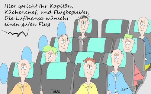 Cartoon: Lufthasa streicht Stellen (medium) by Fish tagged lufthansa,arbeitsplätze,corona,flugreise,reisewarnung,pleite,fish,kredit,rettung,insolvenz