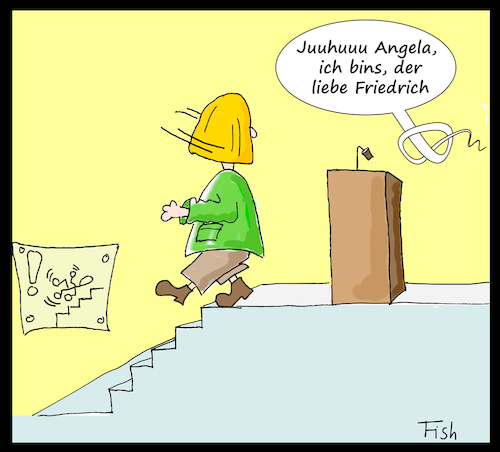 Cartoon: Mit allen Mitteln (medium) by Fish tagged politik,merkel,merz,kanzler