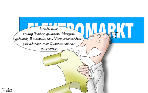 Cartoon: Neue Freiheiten (medium) by Fish tagged grundrechte,rechte,geimpft,genesen,genesene,geimpfte,lockdown,lockerungen,inzidenz,unter,hundert,merkle,söder,spahn,laschet,corona,pandemie,elektromarkt,virus,virusvariante,virusvariantengebiet,test,quarantäne