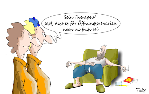 Cartoon: Öffnungsszenarien (medium) by Fish tagged öffnungsszenarien,lockdown,therapeut,sessel,depression