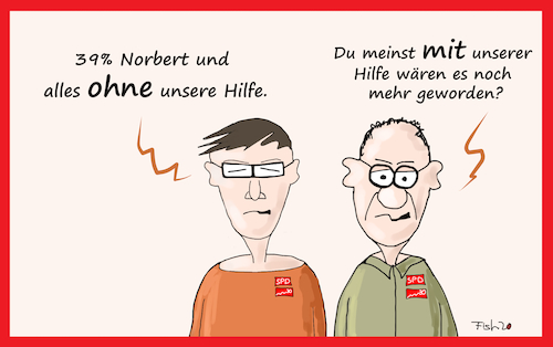 Cartoon: Hamburg Bürgerschaftswahl (medium) by Fish tagged spd,hamburg,wahl,bürgerschaft,cdu,bürgermeister,tschentscher,peter,saskia,esken,norbert,walter,borjans,hilfe,bundespartei