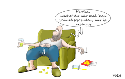 Cartoon: Schnelltest (medium) by Fish tagged corona,schnelltest,test,impfung,lockdown,lockerungen,impfen,covid,19,pandemie,hertha,fühlen,spahn,merkel