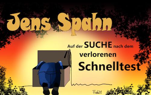 Cartoon: Schnelltest gesucht (medium) by Fish tagged schnelltest,corona,covid,19,fallzahlen,öffnungsstrategie,impfstoffgie,ansteckung,test,impfen,spahn,hens,indiana,jones,jäger,des,verlorenen,schatzes,schatz,kiste,suchen,peitsche,cdu,merkel,angela,jagd,urwald,abenteuer