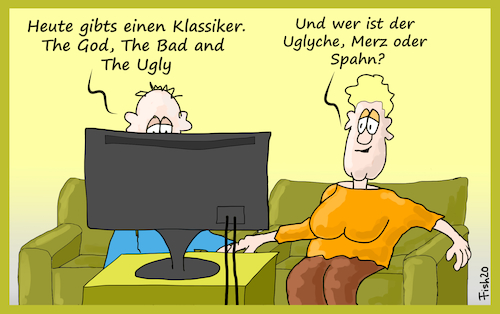 Cartoon: The God the Bad and the Ugly (medium) by Fish tagged the,god,ad,ugly,armin,laschet,friedrich,merz,jens,spahn,akk,annegret,kramp,karrenbauer,cdu,parteivorsitz,vorsitz,vorsitzender