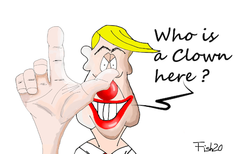Cartoon: TV-Duell Biden Trump (medium) by Fish tagged usa,wahlkampf,duell,clown,biden,trump