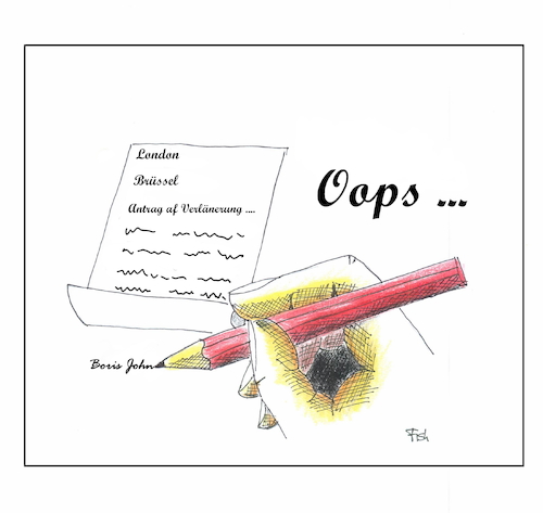 Cartoon: Oops (medium) by Fish tagged politik,brexit,eu,london,verlängerungsantrag,unterschrift,boris,johnson