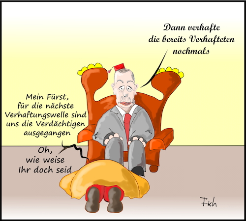 Cartoon: Verhaftungswelle (medium) by Fish tagged türkei,erdogan,gülen,verhaftungen,meinungsfreiheit,haft,gefängnis,regimegegner