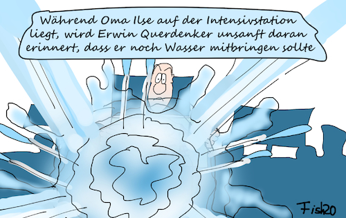 Cartoon: Wasser (medium) by Fish tagged corona,pandemie,coronaleugner,masken,verweigerer,querdenker,demo,berlin,wasser,wasserwerfer,qanon,schwurbler,demokratie,grundrechte,freiheit,aluhut,oma,ilse,erwin,intensivstation,grundordnung,freiheitliche,verteidigung