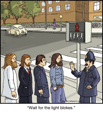 Cartoon: Abbey Road (medium) by noodles tagged road,abbey,crosswalk,beatles