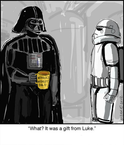 Cartoon: Bad Dad (medium) by noodles tagged darth,vader,star,wars,father,son,movies,noodles