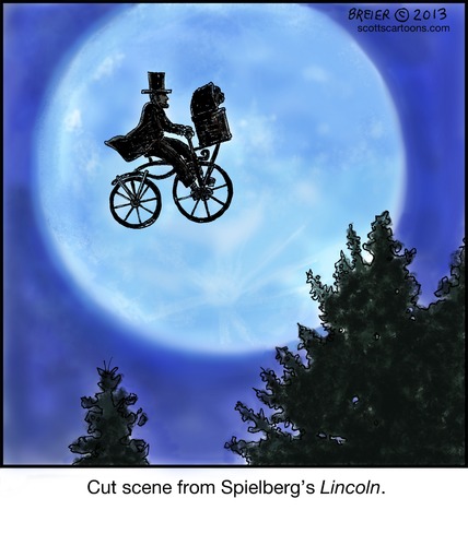 Cartoon: Lincoln (medium) by noodles tagged lincoln,spielberg,movie,et,bike,noodles