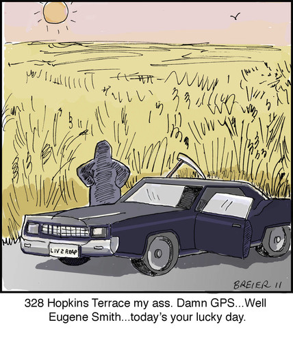 Cartoon: Lost Reaper (medium) by noodles tagged grim,reaper,cadillac,car,death,gps,lost