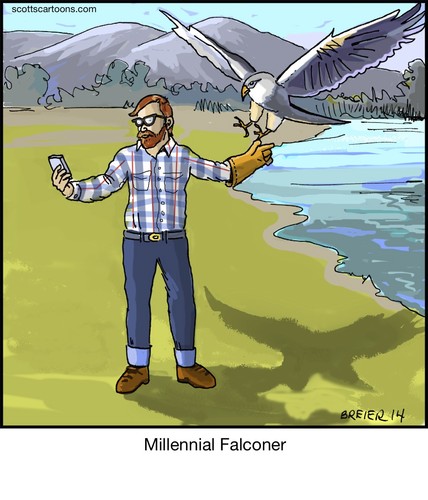Cartoon: Millennial Falconer (medium) by noodles tagged falcon,millennium,wars,star,millennials
