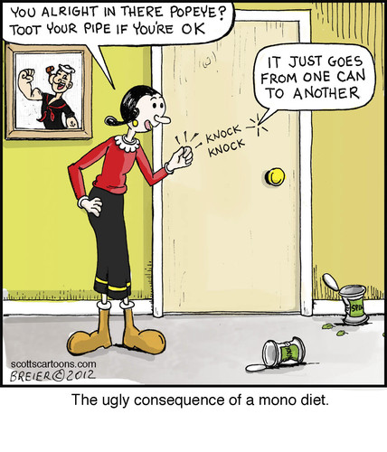 Cartoon: Popeye (medium) by noodles tagged popeye,olive,oil,bathroom,mono,diet,spinach