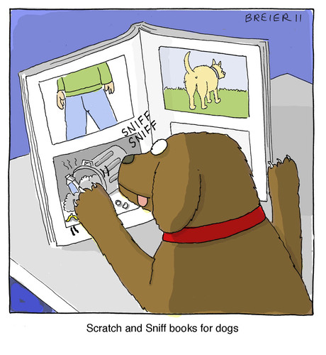 Cartoon: Scratch and Sniff (medium) by noodles tagged scratch,and,sniff,books,dog