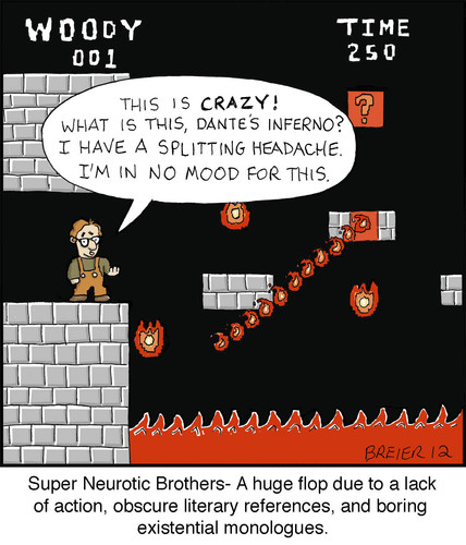Cartoon: Super Neurotic Brothers (medium) by noodles tagged literature,inferno,dante,mario,games,video