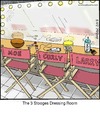 Cartoon: Stooges (small) by noodles tagged three,stooges,dressing,room,hair,care