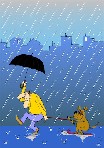 Cartoon: Hundewetter (medium) by Pinella tagged wetter,hund,regen