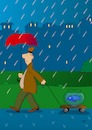 Cartoon: Flaneur (small) by Pinella tagged spaziergänger,fisch,regen,regenschirm