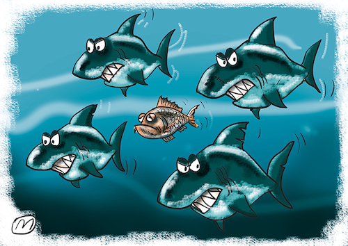 Cartoon: bodyguards (medium) by zule tagged bodyguards,fish