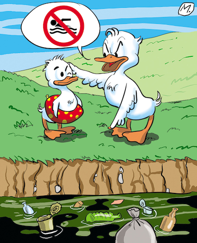 Cartoon: duck (medium) by zule tagged duck,river,swimming,pollution