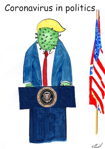 Cartoon: Donald Corona (medium) by Stefan von Emmerich tagged cartoon,corona,virus,donald,trump,karikatur,coronavirus,lyin,king,the,lair,tweets,tonight,vote,him,away,in,politics