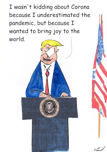 Cartoon: Joy to the world (medium) by Stefan von Emmerich tagged donald,trump,corona,joy,to,the,world,lyin,king,laiir,tweets,tonight,vote,him,away